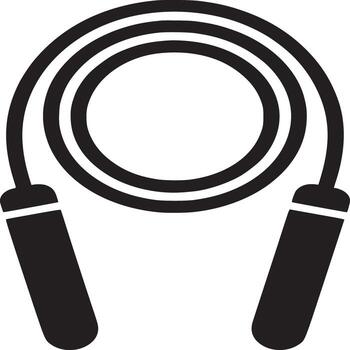 A simple black and white illustration of a jump rope with handles on a white background design style vector