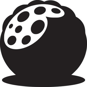A black and white abstract illustration of a spherical object with circular patterns on a white background vector