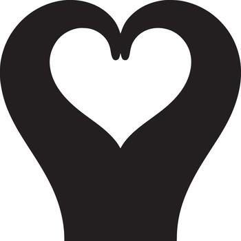 A minimalist black and white illustration of a heart shape with a white background and simple design vector