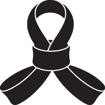 A simple black ribbon design on a white background signifying support or awareness for a cause or issue vector