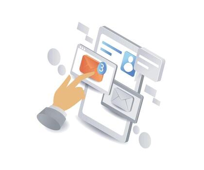 Email notification interaction graphic vector