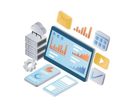 data analysis dashboard with graphs vector