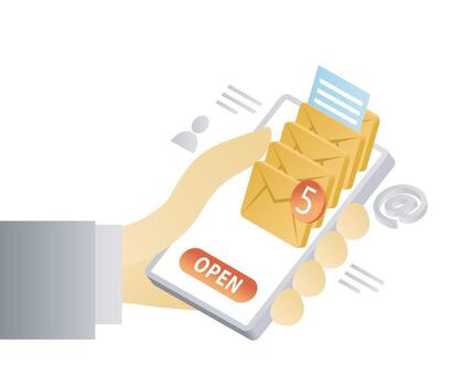 correo electrónico notificación en teléfono vector