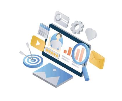 Digital marketing analytics tools illustration vector