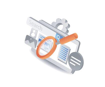 Search interface with magnifying glass vector