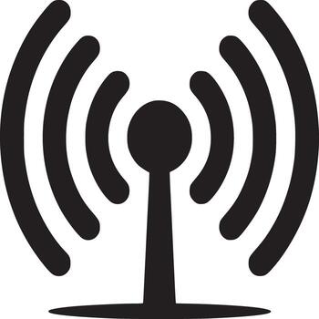 A simple black and white illustration of a wifi symbol with three curved lines on each side vector