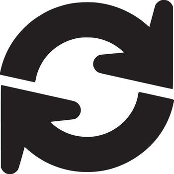 A minimalistic black and white illustration of two arrows forming a circular shape on a white background vector