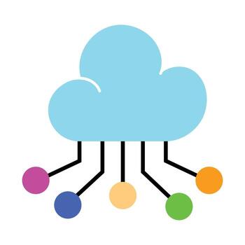 Cloud network connection icon illustration ,Abstract technology hub in flat design vector