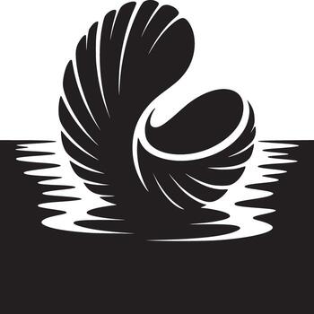 monocromo ilustración de un estilizado concha con agua reflexiones en un división antecedentes vector