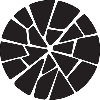 un circular arreglo de irregular negro formas en contra un blanco antecedentes en un resumen diseño vector