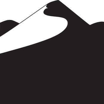 A minimalist monochrome image of sand dunes with stark black and white contrast and smooth lines forms vector