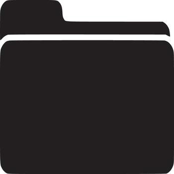 A simple black folder icon isolated on a white background representing file storage and organization vector