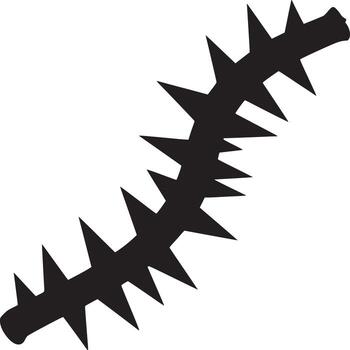 A black silhouette of a branch with sharp thorns against a white background in a close up view vector