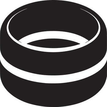 A black and white graphic of a cylindrical object with a white stripe around the middle on white background vector
