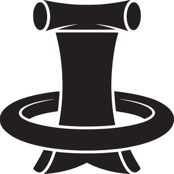 A black and white graphic of a stylized object with a ring around the center section design element vector