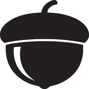 A minimalist black and white illustration of an acorn with a simple design on a white background vector