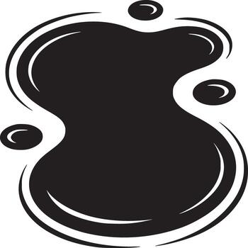 A black abstract shape with rounded edges and three smaller circles on a white background design element vector