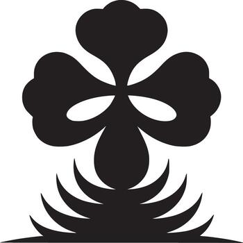 Black four leaf clover design with curved lines and a white background in a minimalist style art vector