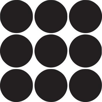 un simétrico arreglo de nueve negro círculos en un blanco antecedentes en un cuadrado formación vector