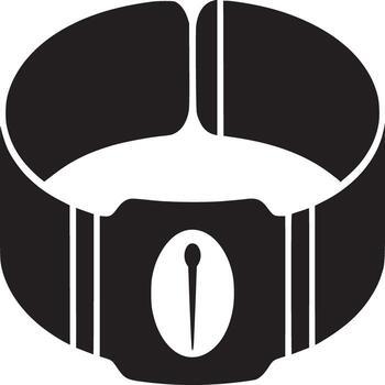 A black and white graphic illustration of a collar with a buckle and a keyhole design element vector