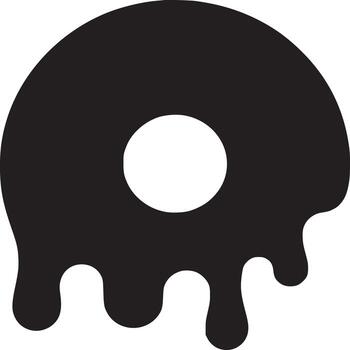 A black donut with dripping glaze isolated on a white background in a minimalist style design vector