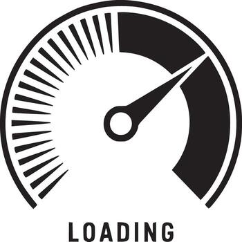 A black and white graphic of a loading meter with the word loading at the bottom center vector