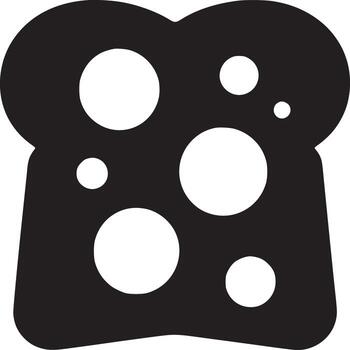 un estilizado negro y blanco imagen de un rebanada de un pan con circular agujeros en contra un blanco antecedentes vector