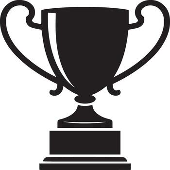 A black and white graphic of a trophy with handles on a pedestal on a white background vector