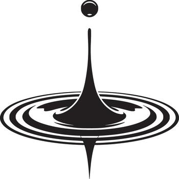 A black and white image showing a drop of liquid falling into a pool creating ripples in the water vector