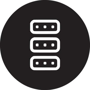 Three white rectangles stacked vertically inside a black circle on a white background image vector