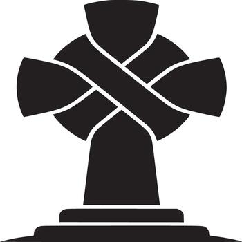 un rígido negro y blanco imagen mostrando un céltico cruzar silueta en un llanura blanco antecedentes vector