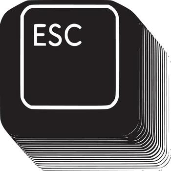 un estilizado negro escapar llave con blanco texto en un blanco antecedentes con un apilado efecto en el lado vector