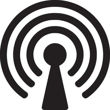 A simple black and white illustration of a wifi signal icon on a white background image design vector