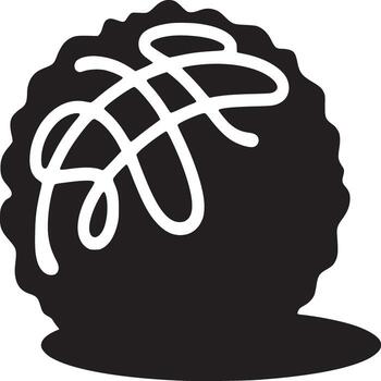 un negro redondo objeto con un ondulado blanco línea diseño en parte superior en contra un blanco antecedentes en monocromo vector