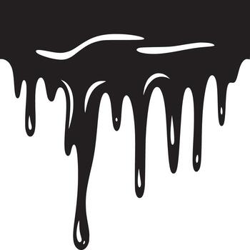 Black paint dripping down a white surface creating an abstract design with smooth lines and shapes vector