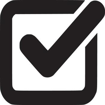 A simple graphic of a black check mark inside of a square box on a white background plain design vector