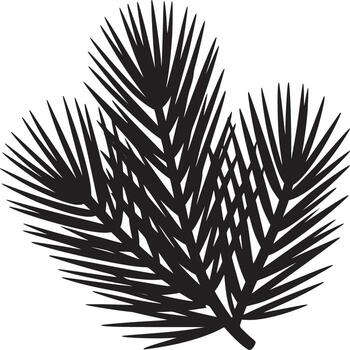 Silhouette of three palm fronds arranged in a cluster on a plain white background showing details 100 vector