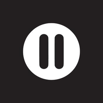 un blanco pausa símbolo dentro un circulo en un negro antecedentes en un sencillo y minimalista diseño vector