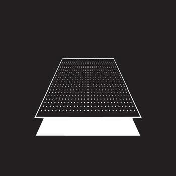 A black background with a white grid of dots and a white shape underneath creating a perspective view vector