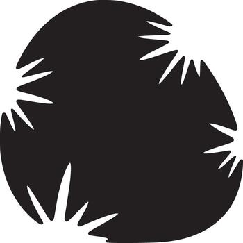 A black irregular circle shape with jagged edges on a white background in a minimalist style art vector