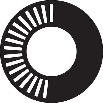 un negro y blanco gráfico de un parcial circulo con líneas en un blanco antecedentes en sencillo estilo vector