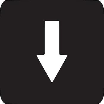 A black rectangle with rounded corners containing a white arrow pointing downwards in the center vector