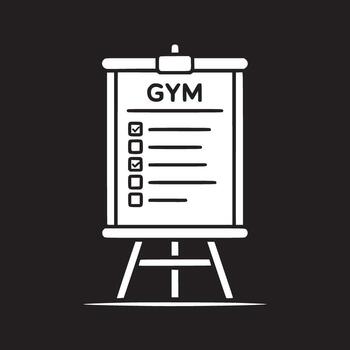 pizarron con gimnasio Lista de Verificación en un negro antecedentes mostrando Progreso y Tareas a ser terminado vector