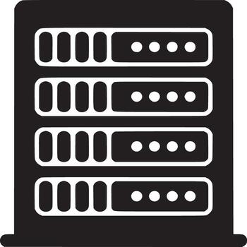 Illustration of a black server rack with white details on a white background in a simple style vector