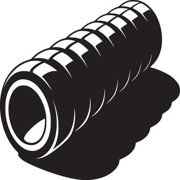 A black and white illustration of a cylindrical object with a shadow on a white background vector