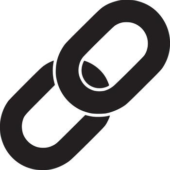A simple graphic illustration showing two black chain links connected on a white background space vector