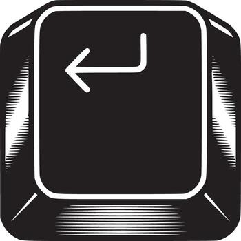 A black and white illustration of a keyboard key with an arrow pointing to the left side key vector