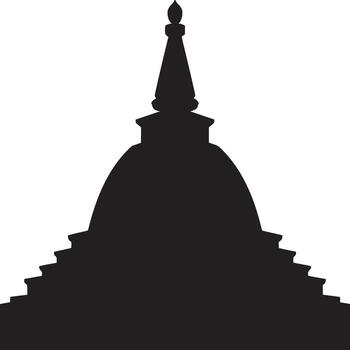 Silhouette of a buddhist stupa against a white background showing the architectural structure vector