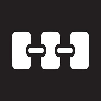 A simple white chain link design on a black background showcasing connectivity and interdependence vector