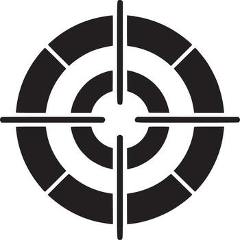 A black and white graphic of a target with a crosshair in the center on a white background space for text vector
